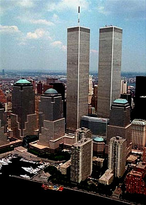 Before the attack: The Twin Towers reach halfway to heaven