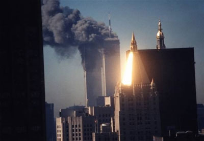 The World Trade Center Towers on fire