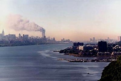 Smoke rises from the World Trade Center