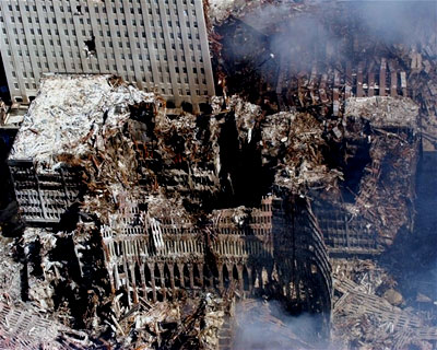 Destroyed buildings at Ground Zero