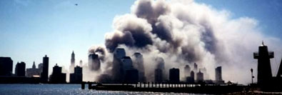 A huge dust cloud occurred when the towers fell
